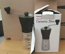 Hario ceramic slim coffee grinder/mill.Fine/coarse grinding.1 or 2 cups measure
