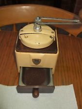 Vintage french peugeot coffee grinder mill metal case and top art-deco stamped