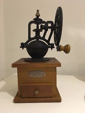 Vintage Manual COFFEE GRINDER Wooden Hand Mill With Hand Crank