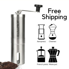 Stainless Coffee Bean Grinder Manual Portable 3 Adjustable Milling Sizes