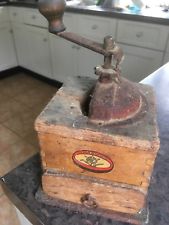 Antique Wooden Coffee Grinder Decorative Only