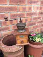 vintage coffee grinder old iron wooden oak mill