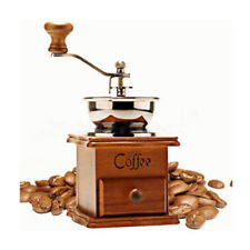 Vintage Style Manual Coffee Bean Grinder Wooden Retro Burr Mill Grinding Machine