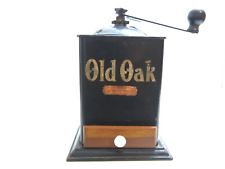Vintage old oak metal hand crank coffee grinder mill made by bronson-walton co