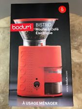Bodum Bistro Electric Burr Coffee Grinder, Red , New, Free Shipping