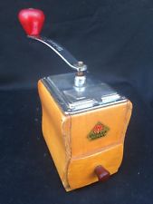Lovely vintage dienes mokka wood & stainless steel coffee grinder hand crank
