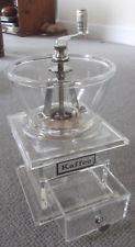 Rare, vintage perspex manual coffee grinder with metal burr grinder - adjustable