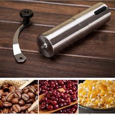 Portable Hand Crank Manual Coffee Grinder Bean Mill Clip Spoons Stainless Steel