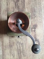 Antique Wooden And Copper Coffee Grinder