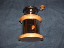 chrome and wood coffee grinder.