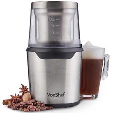 Vonshef 2-In-1 Stainless Steel Boby & Bowls Coffee And Spice Grinder Kitchen Ac.