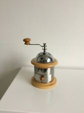 Vintage style chrome and wooden coffee grinder, manual