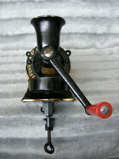 Vintage Black Spong No 1 Coffee Mill Grinder Cast Iron Red Plastic Handle & Tray