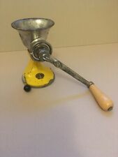 Vintage Spong Mincer Yellow Metal Suction Table Top Wood Handle