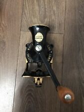 WORKING Vintage Black Spong No 1 Coffee Mill Grinder Cast Iron & Wooden Handle