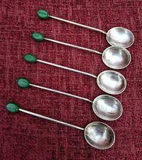 5 x Vintage EPNS coffee spoons with green ´coffee bean´ ends